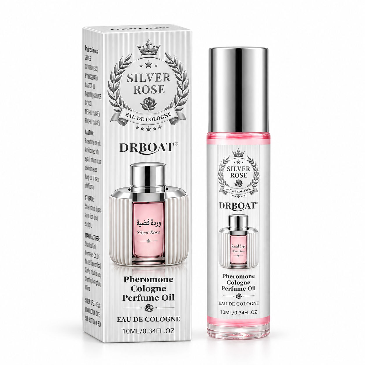 Perfume Fragrance Concentration - シルバーローズ ロールオン パフュームオイル、10ml、フローラルな香り、持続性の高い高濃度フレグランス、女性へのプレゼントに最適な携帯用ボディフレグランス。