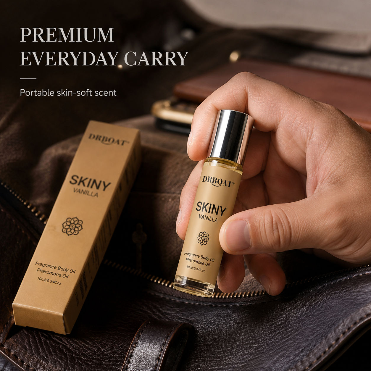Perfume Fragrance Oil - メンズ用ロールオンフレグランスオイル。肌に優しく、バニラとホワイトムスクの温かみのあるウッディな香り。アルコール不使用で、持ち運びにも便利なロールオンタイプの香水。