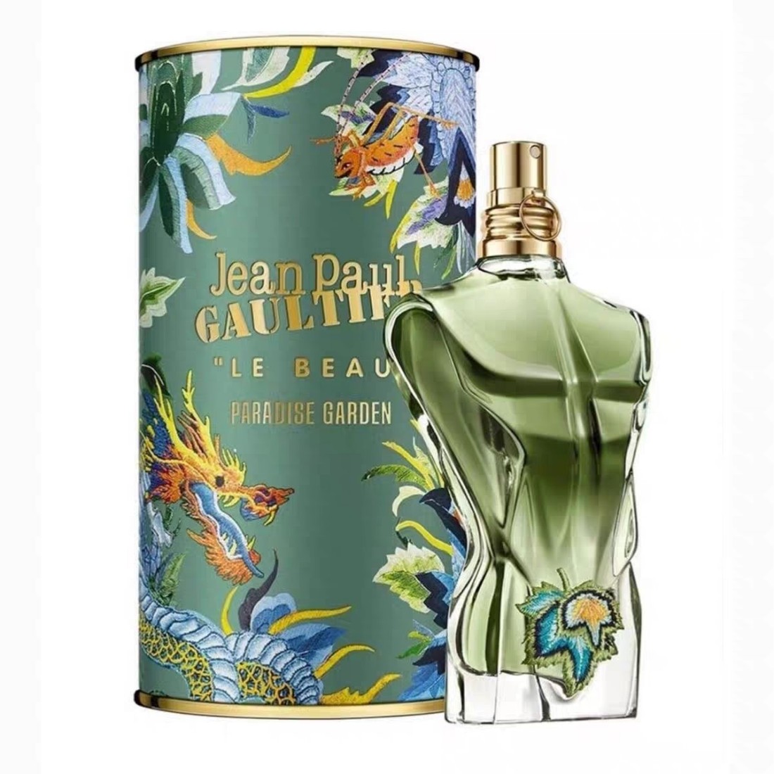 Perfume Fragrance Jean Paul Gaultier Le Male - ジャン・ポール・ゴルティエ ル・ボー・パラダイス・ガーデン、ユニセックスの香水スプレー、4.2オンス（125ml）。緑の葉と木の香りが特徴で、どんな場所にも合う。ユニークなパッケージと魅力的な香りで、人気No.1。ホリデーギフトに最適！